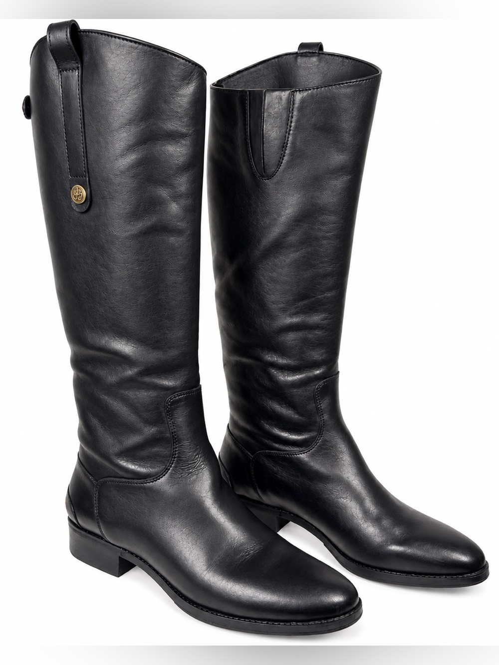 Sam Edelman Penny Black Leather Riding Boots Tall Knee High Size 10.5